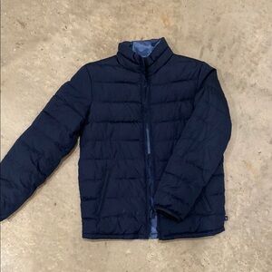 Boys Navy and Blue Camouflage reversible Puffer Jacket